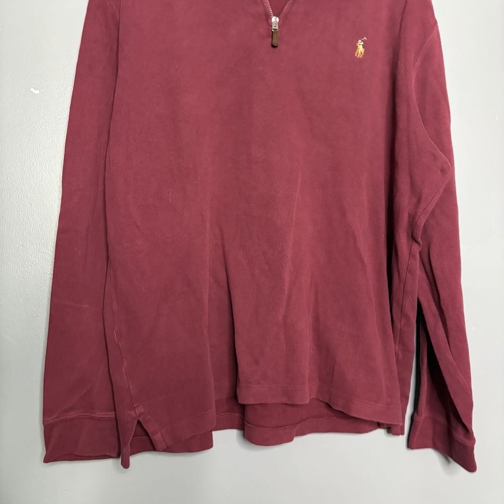 Polo Ralph Lauren Estate Rib Long Sleeve 1/4 Half Zip Sweater Pony Red Mens L - Picture 3 of 8